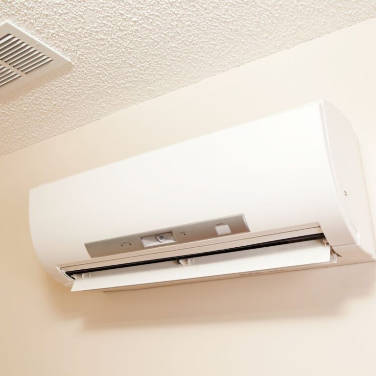 A ductless mini split on a wall
