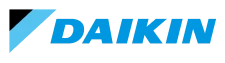 Daikin logo featuring a stylized blue swoosh and the word "DAIKIN" in bold blue letters.
